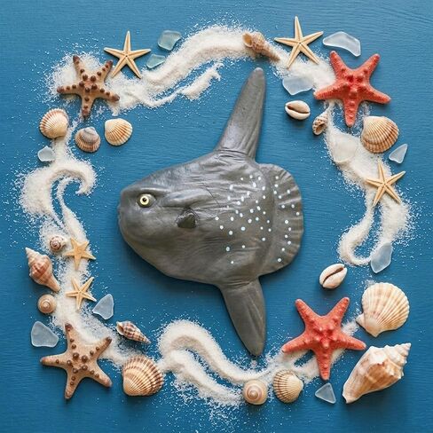 Mola Mola Fish Figure Realistic Ocean Sunfish Model, Detailed Marine Animal Figurine, Solid Plastic Deep Sea Decor for Aquarium, Home Display and Collection in Kuwait