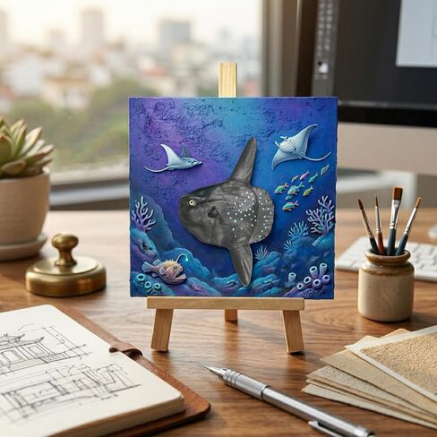 Mola Mola Fish Figure Realistic Ocean Sunfish Model, Detailed Marine Animal Figurine, Solid Plastic Deep Sea Decor for Aquarium, Home Display and Collection in Kuwait