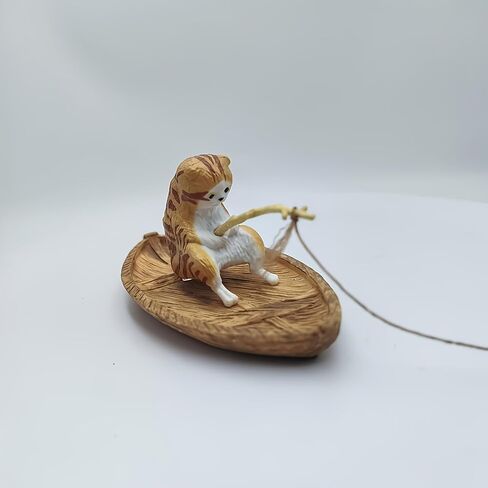 Cat Aquarium Decoration Resin Fish Tank Ornament Ocean Theme Mini Landscape Decor Cute Fishing Scene Tank Accessory for Aquariums Home Desktop Decoration in Kuwait
