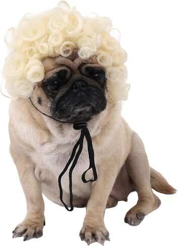 Funny Pet Wig Costume for Cats Dogs Wild Spiky Hair Dreadlocks Dress Up Outfit Adjustable Elastic Band Cosplay Props for Halloween Parties in Kuwait