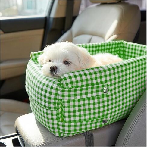 Craedli Center Console Dog Car Seat, Removable Car Armrest Box Pet Booster Seat with Safety Leash & Cushion, Washable Auto Interior Dog Carseat for Small Pets, Fit Most Cars (Pink) in Kuwait