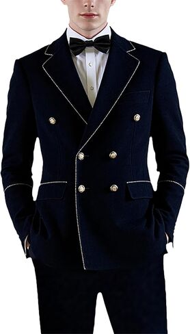 UNINUKOO Double Breasted Suit Men Velvet Classic Fit Formal Dinner Party Wedding 2 Piece Business Suits for Men in Saudi Arabia