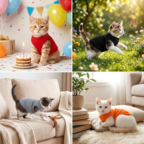 4 Pcs Dog Shirts Pullover, Solid Color Chihuahua Clothes, Summer Dog Shirt Vest Girl Boy Soft Blank Puppy T-Shirt Small Dogs Lightweight Puppy T-Shirts Blank Soft and Cool (Black,Grey,Red,Orange) in Kuwait