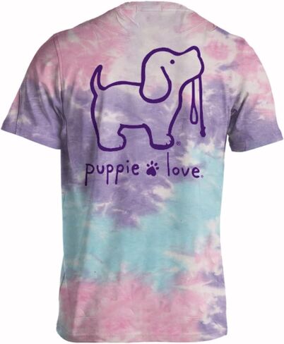 Puppie Love Tie Dye T-Shirt, Pink and Purple, Dog Design, Cotton Candy, XLarge in Kuwait