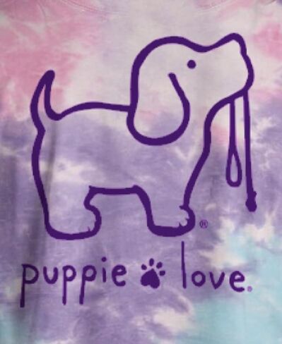 Puppie Love Tie Dye T-Shirt, Pink and Purple, Dog Design, Cotton Candy, XLarge in Kuwait