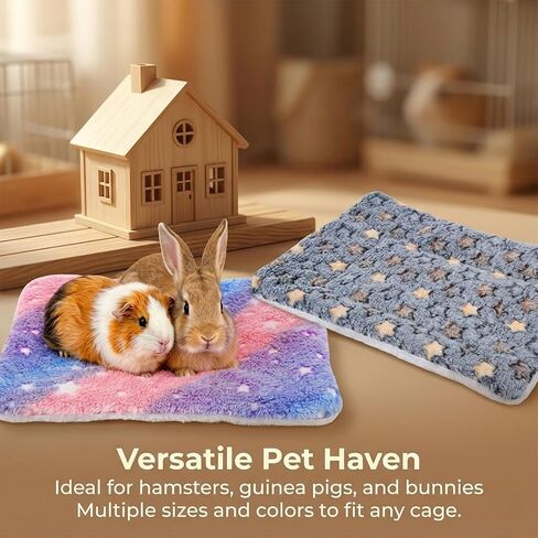 RAINFLOW 2Pack Bunny Guinea Pig Beds Small Animal Bed Guinea Pig Bed for Indoor Cage Mat Soft Fleece Mats Foldable Pet Mat, Plush Pad for for Rabbit Hamster Squirrel Hedgehog Chinchilla Ferret（Star） in Kuwait
