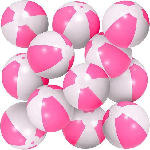 AMOR PRESENT 12PCS Beach Balls Bulk, Pink and White Inflatable Balls Blow up Pool Balls PVC 8.5" Beach Balls for Kids Swimming Pool Beach Party in Saudi Arabia