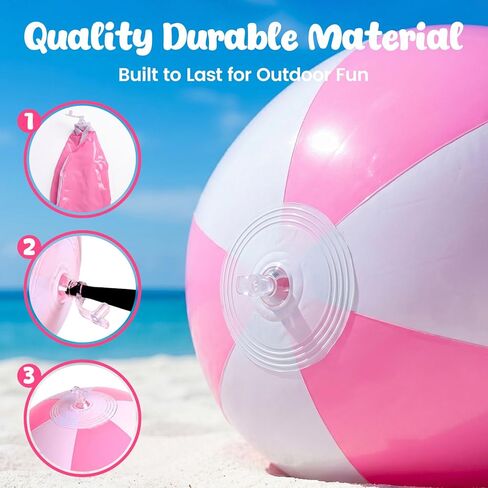 AMOR PRESENT 12PCS Beach Balls Bulk, Pink and White Inflatable Balls Blow up Pool Balls PVC 8.5" Beach Balls for Kids Swimming Pool Beach Party in Saudi Arabia