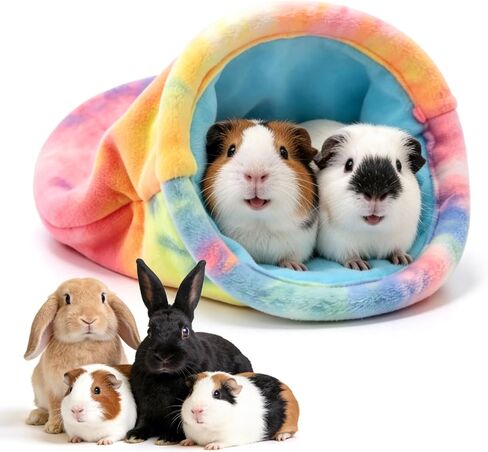 RAINFLOW Guinea Pig Snuggle Sack - Cute Small Animal Bed Fleece Sleep Sacks Anti Collapse Opening Designed Cage Liner Hideout, Washable Bunny Rabbit Bed for Indoor Small Pets Hamster Ferret Hedgehog in Kuwait