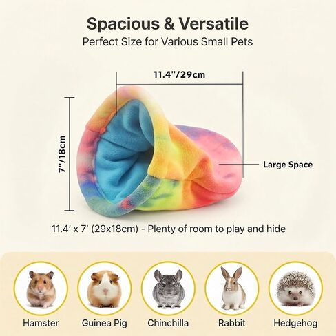 RAINFLOW Guinea Pig Snuggle Sack - Cute Small Animal Bed Fleece Sleep Sacks Anti Collapse Opening Designed Cage Liner Hideout, Washable Bunny Rabbit Bed for Indoor Small Pets Hamster Ferret Hedgehog in Kuwait