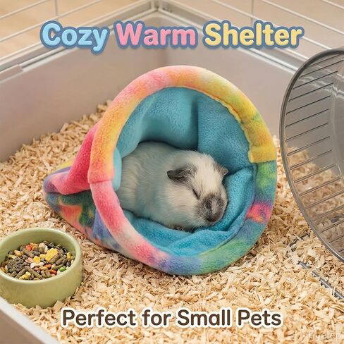 RAINFLOW Guinea Pig Snuggle Sack - Cute Small Animal Bed Fleece Sleep Sacks Anti Collapse Opening Designed Cage Liner Hideout, Washable Bunny Rabbit Bed for Indoor Small Pets Hamster Ferret Hedgehog in Kuwait