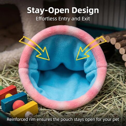 RAINFLOW Guinea Pig Snuggle Sack - Cute Small Animal Bed Fleece Sleep Sacks Anti Collapse Opening Designed Cage Liner Hideout, Washable Bunny Rabbit Bed for Indoor Small Pets Hamster Ferret Hedgehog in Kuwait