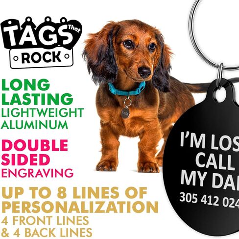 Custom Engraved Pet ID Tags – Personalized Aluminum Dog & Cat Tags – 8 Fun Shapes, 9 Bright Colors, Double-Sided, Lightweight & Rustproof – Includes Attachment Ring in Kuwait