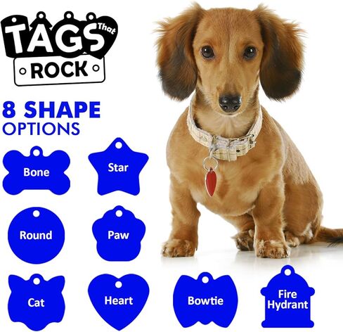 Custom Engraved Pet ID Tags – Personalized Aluminum Dog & Cat Tags – 8 Fun Shapes, 9 Bright Colors, Double-Sided, Lightweight & Rustproof – Includes Attachment Ring in Kuwait