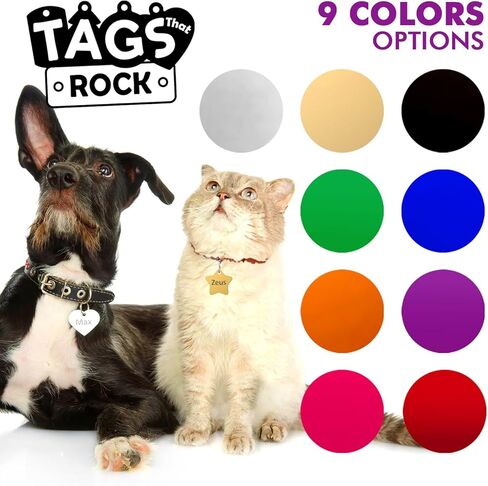 Custom Engraved Pet ID Tags – Personalized Aluminum Dog & Cat Tags – 8 Fun Shapes, 9 Bright Colors, Double-Sided, Lightweight & Rustproof – Includes Attachment Ring in Kuwait
