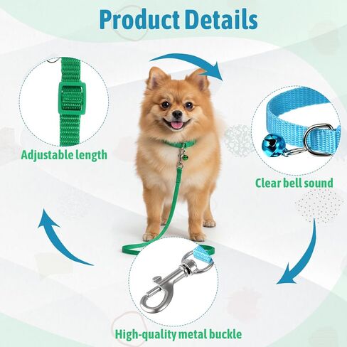 48 Pcs Dog Collar and Leash Set with Hook and Buckle, Quick Release Buckle Adjustable Puppy Collars & Polypropylene Puppy Leash Bulk, Newborn Puppys Collars, for Litter Puppies Small Pets, 12 Colors in Kuwait