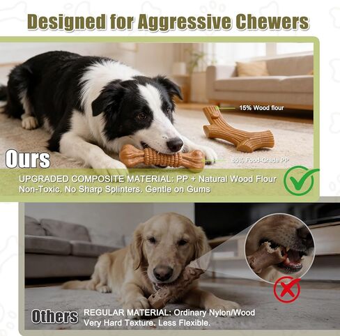 SCHITEC Dog Chew Toys for Aggressive Chewers, [2 Pack] Tough Bone and Stick Set with Chicken Flavor, Long Lasting Durable Teething Toy for Medium Large Dogs in Kuwait