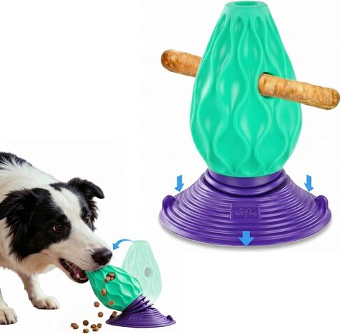 Interactive Dog Treat Dispenser, TPE Rubber Chew Toys for Aggressive Chewers, Puzzle Treat Toy Dispenser with Suction For Large&Medium Dogs, Teeth Cleaning, Mental Stimulation Training, Boredom Relief in Kuwait