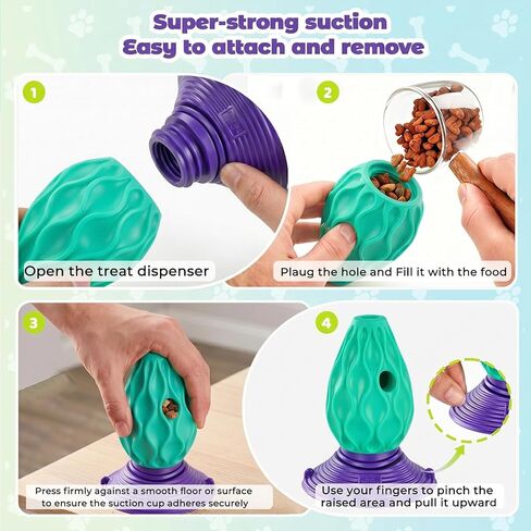Interactive Dog Treat Dispenser, TPE Rubber Chew Toys for Aggressive Chewers, Puzzle Treat Toy Dispenser with Suction For Large&Medium Dogs, Teeth Cleaning, Mental Stimulation Training, Boredom Relief in Kuwait