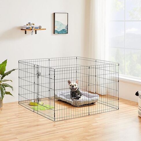 Yaheetech 30" High 8 Panel Foldable Metal Dog Exercise Pen Pet Playpen Dog Fence Outdoor & Indoor Use for Small Animals with Door Black in Kuwait