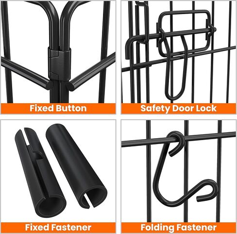Yaheetech 30" High 8 Panel Foldable Metal Dog Exercise Pen Pet Playpen Dog Fence Outdoor & Indoor Use for Small Animals with Door Black in Kuwait