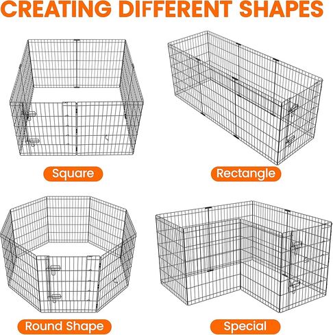 Yaheetech 30" High 8 Panel Foldable Metal Dog Exercise Pen Pet Playpen Dog Fence Outdoor & Indoor Use for Small Animals with Door Black in Kuwait