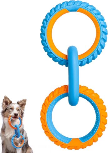 ALL FOR PAWS 3-Ring Dog Toy, Interactive Dog Toy for Fetch & Tug of War, Rubber Dog Toy for Small Medium Large Dogs, 11 Inch Ring Dog Tug Toy for Outdoor Training, Exercise & Boredom Relief in Kuwait