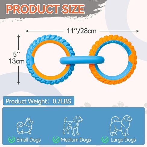 ALL FOR PAWS 3-Ring Dog Toy, Interactive Dog Toy for Fetch & Tug of War, Rubber Dog Toy for Small Medium Large Dogs, 11 Inch Ring Dog Tug Toy for Outdoor Training, Exercise & Boredom Relief in Kuwait