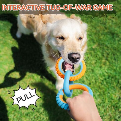 ALL FOR PAWS 3-Ring Dog Toy, Interactive Dog Toy for Fetch & Tug of War, Rubber Dog Toy for Small Medium Large Dogs, 11 Inch Ring Dog Tug Toy for Outdoor Training, Exercise & Boredom Relief in Kuwait