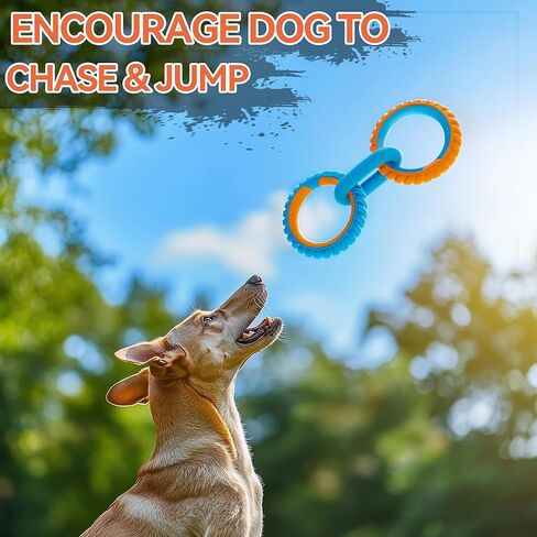 ALL FOR PAWS 3-Ring Dog Toy, Interactive Dog Toy for Fetch & Tug of War, Rubber Dog Toy for Small Medium Large Dogs, 11 Inch Ring Dog Tug Toy for Outdoor Training, Exercise & Boredom Relief in Kuwait