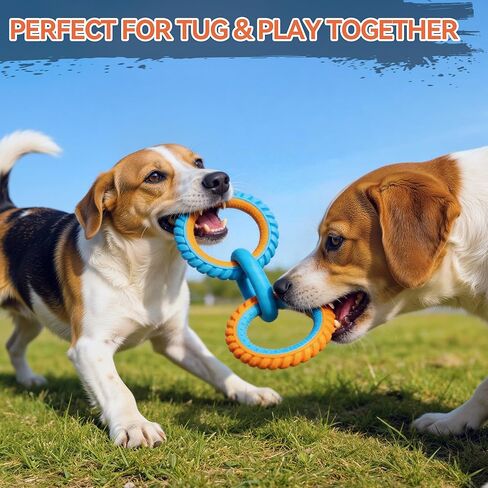 ALL FOR PAWS 3-Ring Dog Toy, Interactive Dog Toy for Fetch & Tug of War, Rubber Dog Toy for Small Medium Large Dogs, 11 Inch Ring Dog Tug Toy for Outdoor Training, Exercise & Boredom Relief in Kuwait