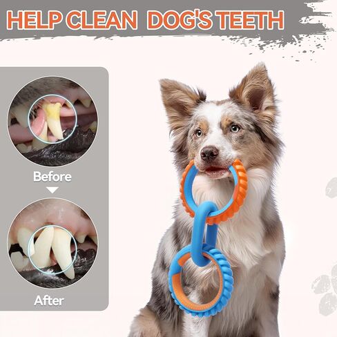 ALL FOR PAWS 3-Ring Dog Toy, Interactive Dog Toy for Fetch & Tug of War, Rubber Dog Toy for Small Medium Large Dogs, 11 Inch Ring Dog Tug Toy for Outdoor Training, Exercise & Boredom Relief in Kuwait