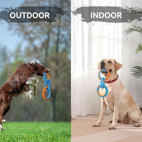 ALL FOR PAWS 3-Ring Dog Toy, Interactive Dog Toy for Fetch & Tug of War, Rubber Dog Toy for Small Medium Large Dogs, 11 Inch Ring Dog Tug Toy for Outdoor Training, Exercise & Boredom Relief in Kuwait