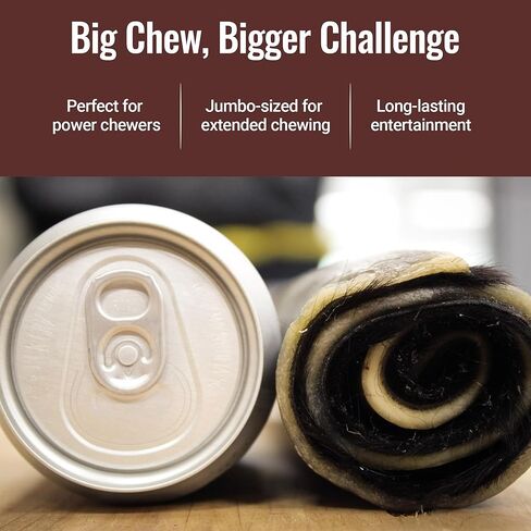 The Cowboy Thick All-Natural Beef Hide Dog Chew | Long-Lasting Hair-On Chew for Power Chewers | Grass-Fed, Free-Range Beef | Odorless | Handcrafted in the USA in Kuwait