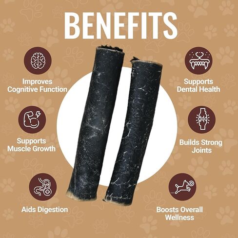 The Cowboy Thick All-Natural Beef Hide Dog Chew | Long-Lasting Hair-On Chew for Power Chewers | Grass-Fed, Free-Range Beef | Odorless | Handcrafted in the USA in Kuwait