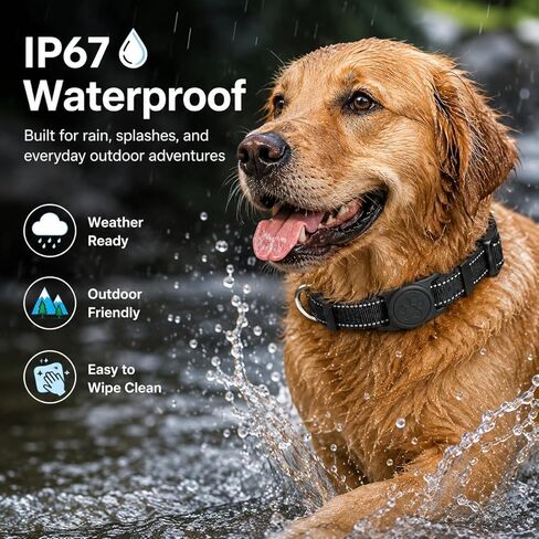 Dog Collar for Apple AirTag, Size M Adjustable 13.8-19.7 inches,Secure Silicone AirTag Holder, Adjustable Breathable Nylon, Quick Release Buckle for Dogs（Black） in Kuwait