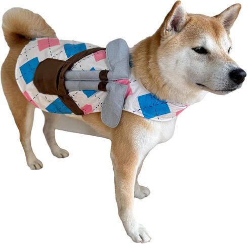 CheetahBoo Golf Dog Costume Caddy Clubs Polo Shirt Dogs XS XXL Golfer Cosplay Plaid Scottish Halloween Costumes, L in Kuwait