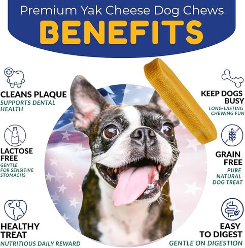 Yak Cheese Himalayan Dog Chews, Premium Yak Chews; All-Natural Long Lasting Yak Cheese for Even The Most Aggressive Chewers, Yak Chews for Large Dogs & for Small, Medium, All Breeds, Large 4 Pack-1lb in Kuwait