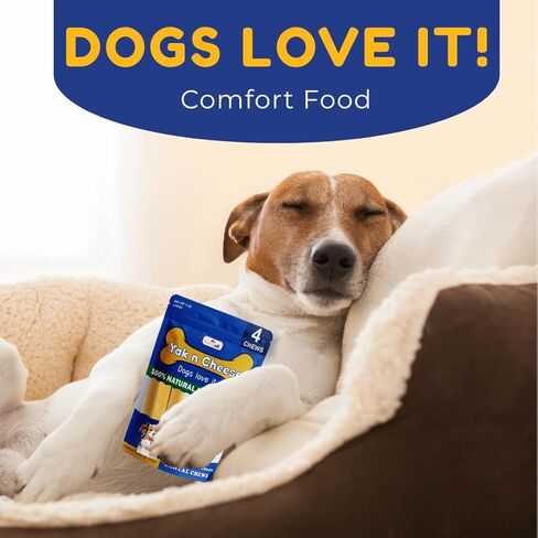 Yak Cheese Himalayan Dog Chews, Premium Yak Chews; All-Natural Long Lasting Yak Cheese for Even The Most Aggressive Chewers, Yak Chews for Large Dogs & for Small, Medium, All Breeds, Large 4 Pack-1lb in Kuwait