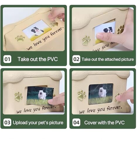 Pet Dog Urn - Bone - Shaped Memorial Box with Photo Frame, We Love You Forever Engraving, Keepsake for Beloved Dog in Memory of a Lost Pet Hand- Painted Carving in Kuwait