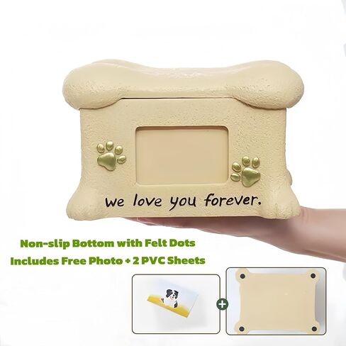 Pet Dog Urn - Bone - Shaped Memorial Box with Photo Frame, We Love You Forever Engraving, Keepsake for Beloved Dog in Memory of a Lost Pet Hand- Painted Carving in Kuwait