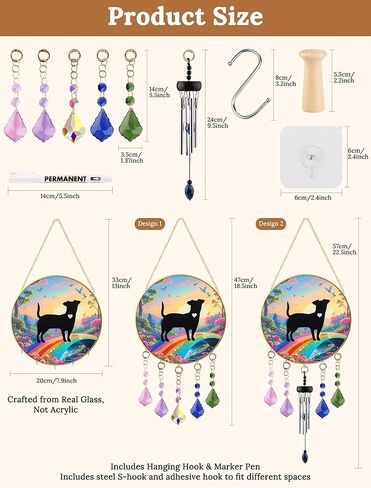 Real Glass Rainbow Bridge Dog Memorial Gifts for Loss of Dog, 3-in-1 Personalized Suncatcher with Crystal Prism & Wind Chime,8-inch in Kuwait