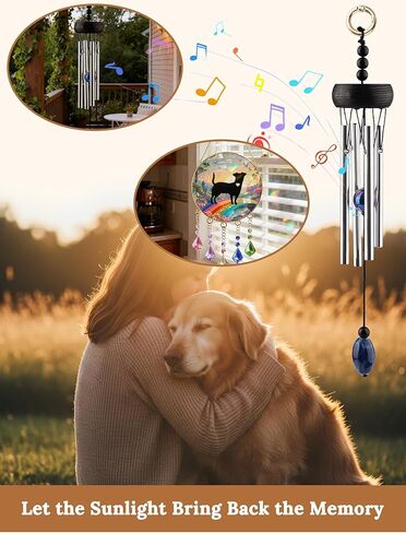 Real Glass Rainbow Bridge Dog Memorial Gifts for Loss of Dog, 3-in-1 Personalized Suncatcher with Crystal Prism & Wind Chime,8-inch in Kuwait