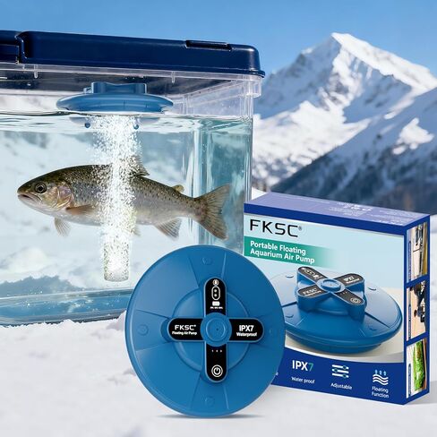 Portable Rechargeable Silent Floating Oxygen Pump | -Channel Aquarium Aerator & Inflator | 20+ Hours Battery Life for Fish Tank, Bait Bucket, Travel | ABS Shell | Outdoor, Home, Power Outage Use in Kuwait
