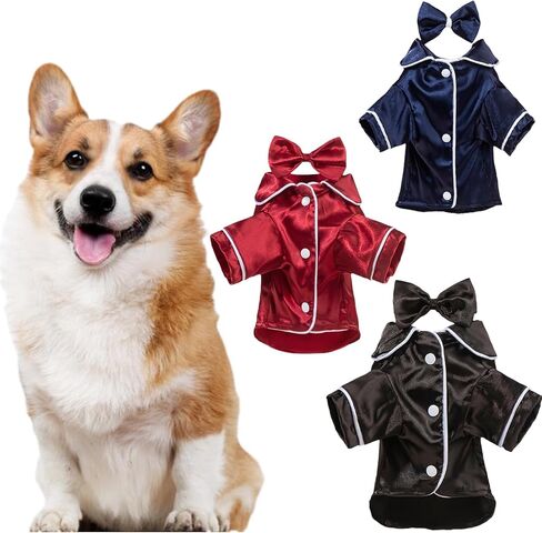 Puppy Pajamas with Headwear 4PCS Dog Shirts Soft Cats Sleepwear Stretchy Pet Clothes Outfits for Party Christmas (Set 4, M) in Saudi Arabia