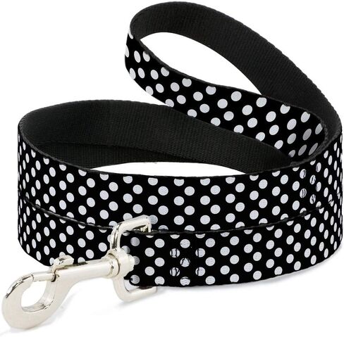مقود الكلب بإبزيم للأسفل Micro Polka Dots2 أسود أبيض بطول 6 أقدام وعرض 0.5 بوصة in Kuwait