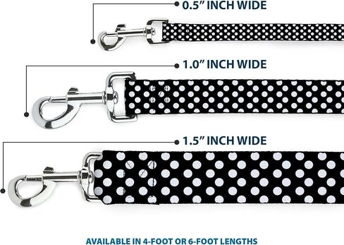 مقود الكلب بإبزيم للأسفل Micro Polka Dots2 أسود أبيض بطول 6 أقدام وعرض 0.5 بوصة in Kuwait