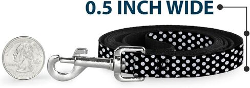 مقود الكلب بإبزيم للأسفل Micro Polka Dots2 أسود أبيض بطول 6 أقدام وعرض 0.5 بوصة in Kuwait