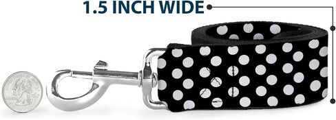 مقود الكلب بإبزيم للأسفل Micro Polka Dots2 أسود أبيض بطول 6 أقدام وعرض 0.5 بوصة in Kuwait