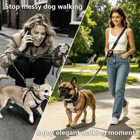 7.2ft Retractable Hands-Free Dog Leash,One-Click Lock, Anti-Pull Design, Detachable Into Mini Single Dog Leash, Perfect for Small Dogs Walking, Running, Jogging, Training & Night Strolling in Saudi Arabia
